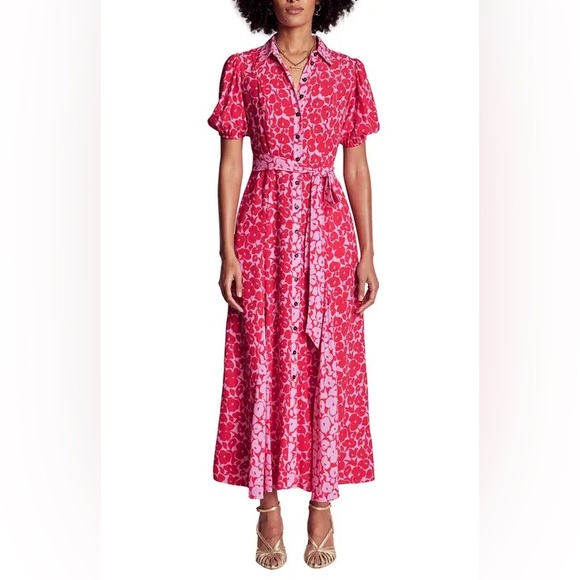 Boden | Dresses | Boden Alegra Midi Shirt Dress In The Jewel Red Leafy  Grove | Poshmark